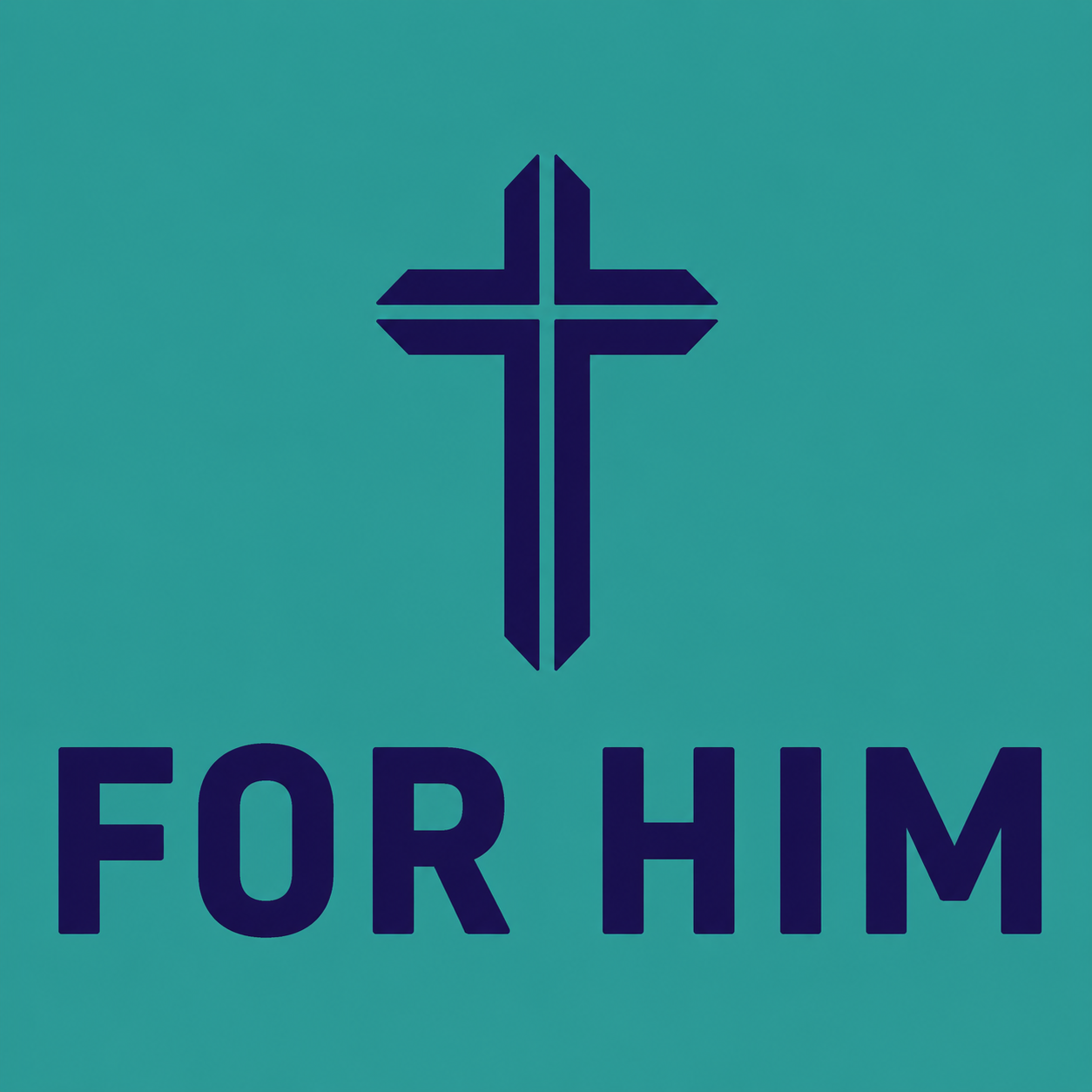 For Him logo with cross on a teal background